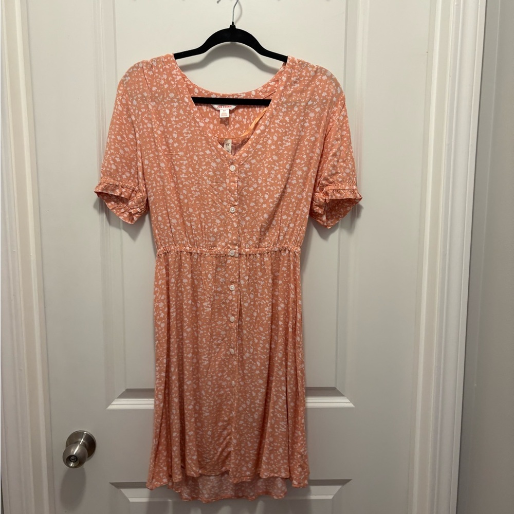 Joe Fresh Coral Floral Button-Down Dress